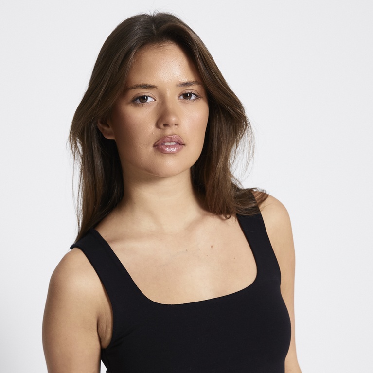 Soft feel two-way top "My" Black